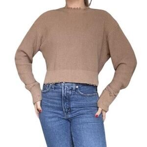 RtA Frayed Details STYLISH Streetwear Sweater Camel Tan XXS